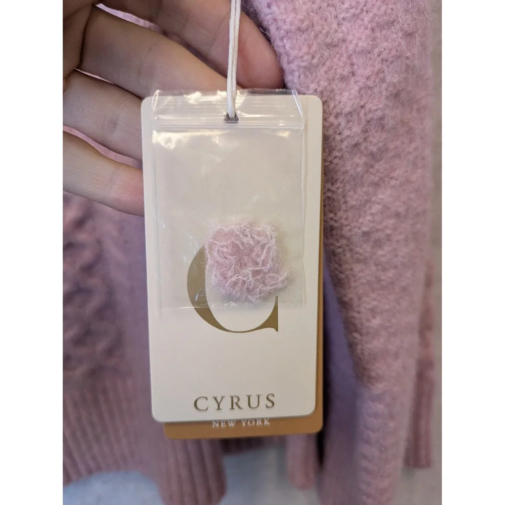 Cyrus Misty Pink Cable Knit Crew Neck Sweater Womens Large CV172503 NWT - Picture 6 of 10